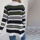 Apparel - Damecardigan med åben front og stribet mønster