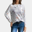 Ashley – Moderne bluse med rund hals og blomsterprint