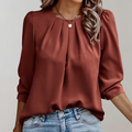 Emilia - Casual Bluse Med Rund Hals & Lanterne Lange Ærmer