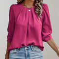 Emilia - Casual Bluse Med Rund Hals & Lanterne Lange Ærmer