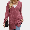 Nora – Langærmet cardigan med knaplukning & forlommer