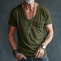Brian - Casual T-shirt med V-hals og brystlomme