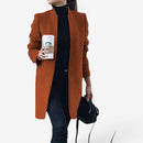 Dame Slim Fit Frakke med Notch Krave og Lange Ærmer