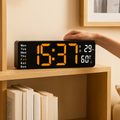 LED digitalt vægur med stort display og fjernbetjening