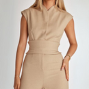 Ariana - Dame ærmeløs jumpsuit med V-hals og vintage