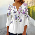Olivia - Bluse - Blomsterprint og V-halsudskæring