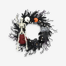 Halloween Krans med Skelet og Græskar Dekorationer