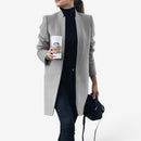 Dame Slim Fit Frakke med Notch Krave og Lange Ærmer