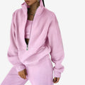 Dame Oversized Hoodie med Lynlås og Matchende Bukser