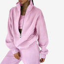Dame Oversized Hoodie med Lynlås og Matchende Bukser