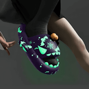 Halloween Shark Slippers with Pumpkin Design