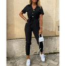 Rhea – Moderigtigt jumpsuit med knaplukning & bælte i taljen