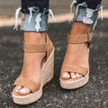 Lila – Espadrille kilehælsandaler med justerbar ankelrem