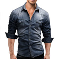 Ethan - Klassisk slim fit denim skjorte med turn-down krave