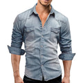 Ethan - Klassisk slim fit denim skjorte med turn-down krave