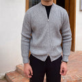 Afslappet langærmet sweater til mænd med lynlås foran
