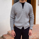 Afslappet langærmet sweater til mænd med lynlås foran