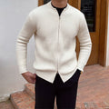 Afslappet langærmet sweater til mænd med lynlås foran