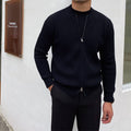 Afslappet langærmet sweater til mænd med lynlås foran