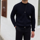 Afslappet langærmet sweater til mænd med lynlås foran