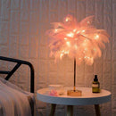 FeatherGlow - Stilfuld strudse-natlampe med rosaguld base
