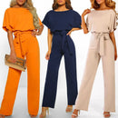 Maya - Jumpsuit med korte ærmer og rund hals