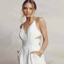Lily - Dame bodycon jumpsuit med spaghettistropper & V-hals