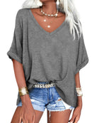Janice - Oversized T-shirt med dyb V-hals