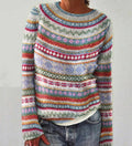 Emily - Farverig trøje med rund hals og lange ærmer