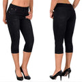 Jadefarvet cropped jeans med støttende design