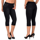 Jadefarvet cropped jeans med støttende design