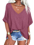 Janice - Oversized T-shirt med dyb V-hals