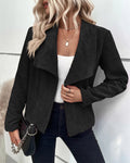 Leona - Langærmet blazer med nedhængt krave og struktureret