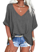 Janice - Oversized T-shirt med dyb V-hals