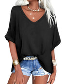 Janice - Oversized T-shirt med dyb V-hals
