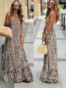 Camila - Dame maxikjole med leopardprint