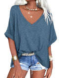 Janice - Oversized T-shirt med dyb V-hals