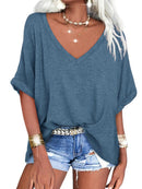 Janice - Oversized T-shirt med dyb V-hals