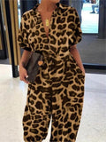 Safina - Leopardprint jumpsuit med V-udskæring