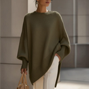 Dame Oversized Strikbluse med Flagermusstropper