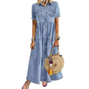 Lily - Denim midikjole med flæser