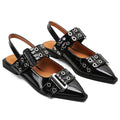 Lena - Slingback sko med spids tå og dekorative spænder