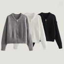 Rosa - Dame cardigan med lynlås og rund hals Vintage-stil