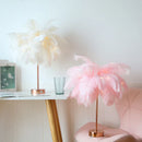 FeatherGlow - Stilfuld strudse-natlampe med rosaguld base