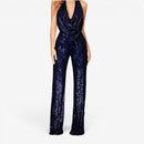 Damer Sequin Jumpsuit med Halterneck
