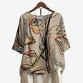 Dame Oversized Bluse med Motiveret Print