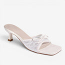 Dame slip-on-sandaler med firkantet tå