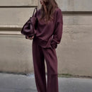 Ella - Loungewear-sæt med oversize striktrøje og brede