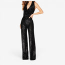 Damer Sequin Jumpsuit med Halterneck