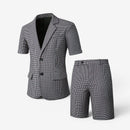 Mænds Plaid Blazer og Shorts Sæt